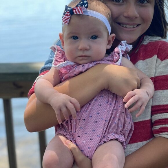 Cat & Jack Baby | Red, White & Blue Clip Spot Bubble Romper | Size 0-3 Months - Picture 6 of 6